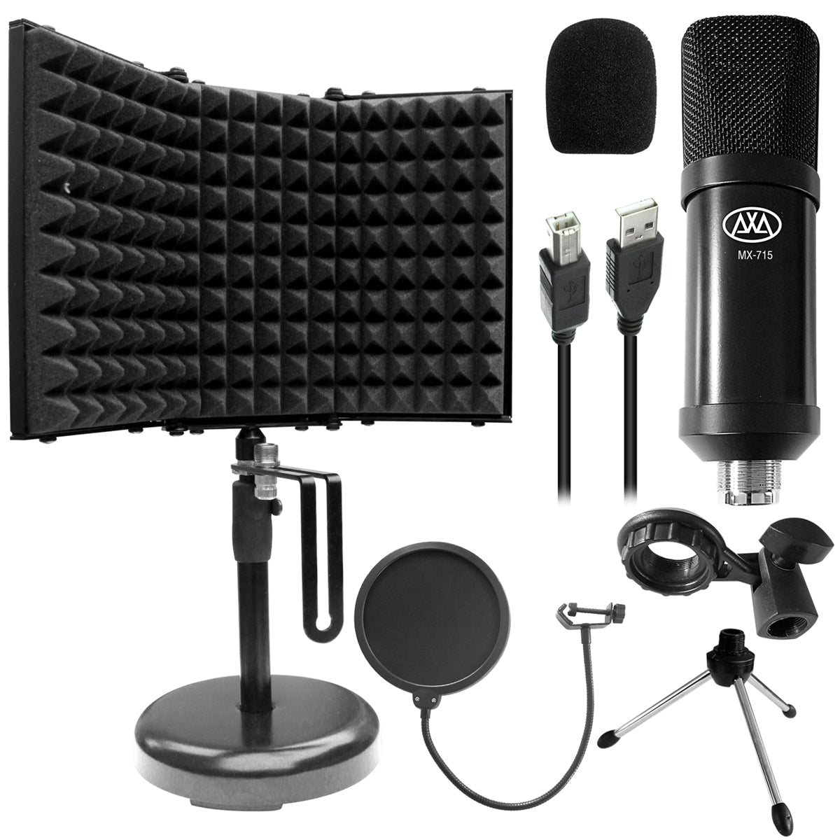 0000 AxcessAbles MX-715 USB Condenser Microphone with SF-101 Half Dome  32.5
