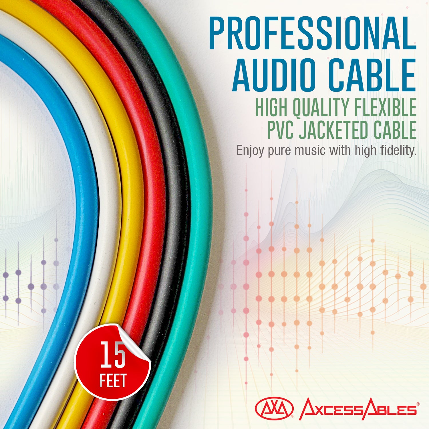 AxcessAbles Audio 1/4-Inch TRS Male to XLR Female Multi-Colored Speaker Cable Pack w/ Metal Connectors (15ft - 6 Pack)