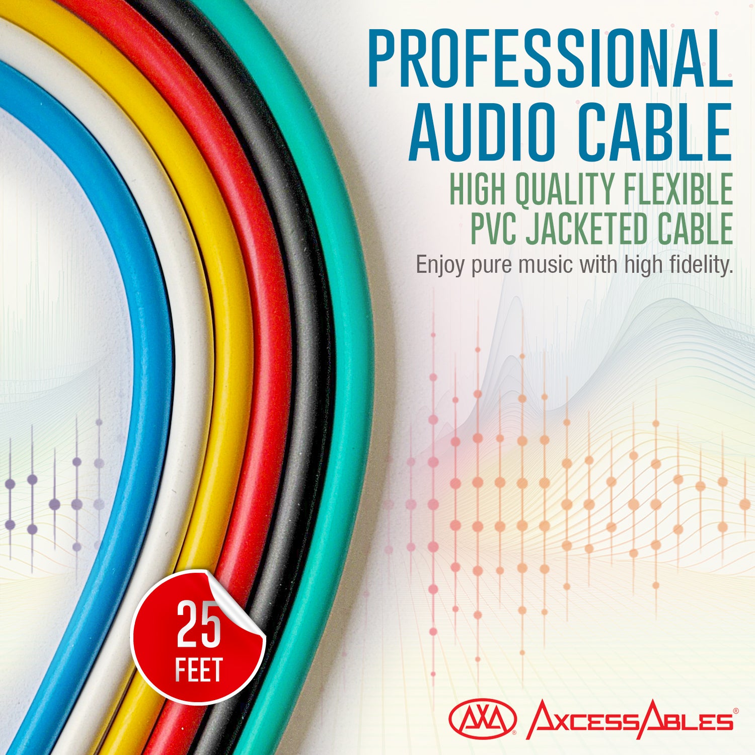 AxcessAbles Audio 1/4-Inch TRS Male to XLR Female Multi-Colored Speaker Cable Pack w/ Metal Connectors (25ft - 6 Pack)