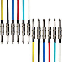 AxcessAbles Audio 1/4-Inch TS Male to 1/4-Inch TS Male Multi-Colored Instrument Cable Pack w/ Metal Connectors (2ft - 6 Pack)