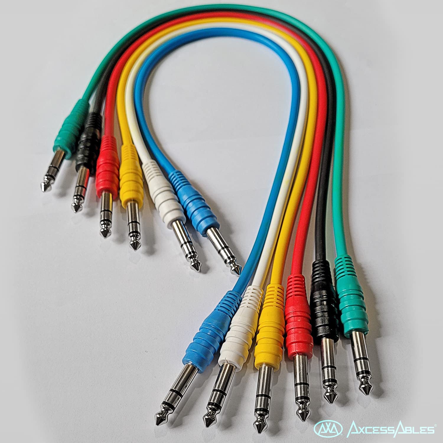 AxcessAbles AXCTRS14-P150 1/4-inch (6.35mm) TRS to Same Balanced Patch Cables 6-Pack (5ft)