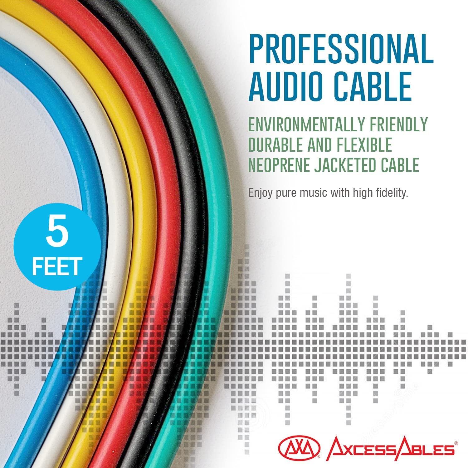 AxcessAbles AXCTRS14-P150 1/4-inch (6.35mm) TRS to Same Balanced Patch Cables 6-Pack (5ft)