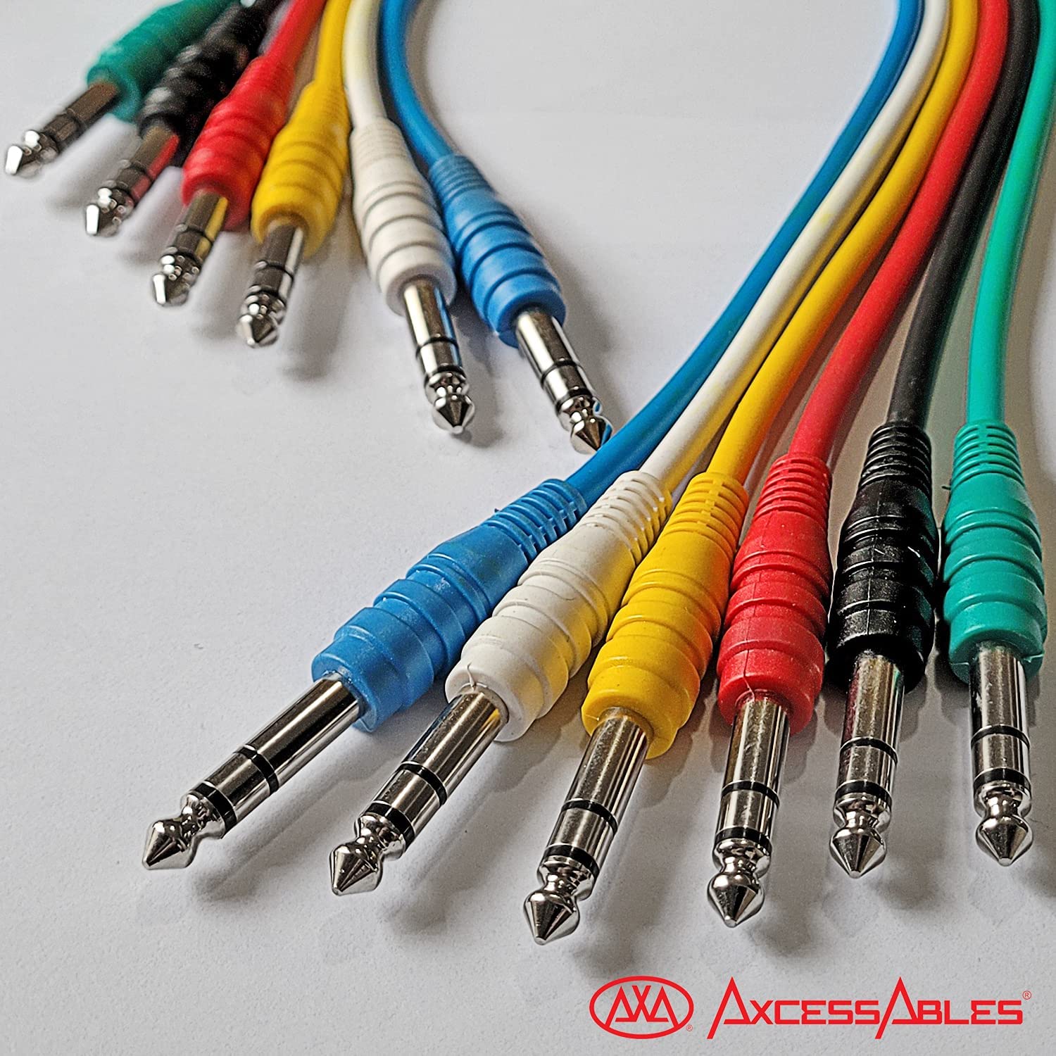 AxcessAbles AXCTRS14-P150 1/4-inch (6.35mm) TRS to Same Balanced Patch Cables 6-Pack (5ft)