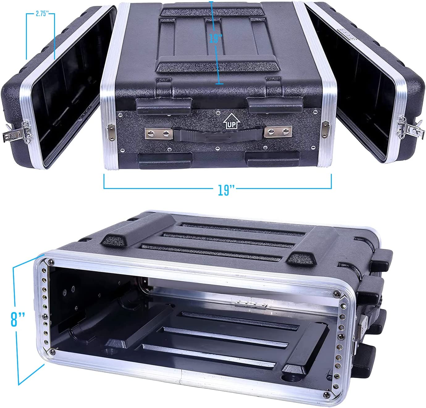 AxcessAbles 3U ABS 19-Inch Depth Portable Equipment Rack Case | Lightweight DJ Rack Mount Case | Portable Compact Rack-Mount Cases with Retractable Handles (ABS3U19)