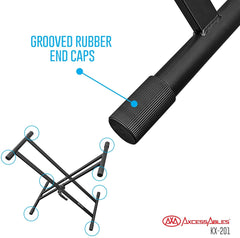 AxcessAbles KX-201 Double X Keyboard/ DJ Coffin Case Stand with 100LB Capacity. No Assembly Required.