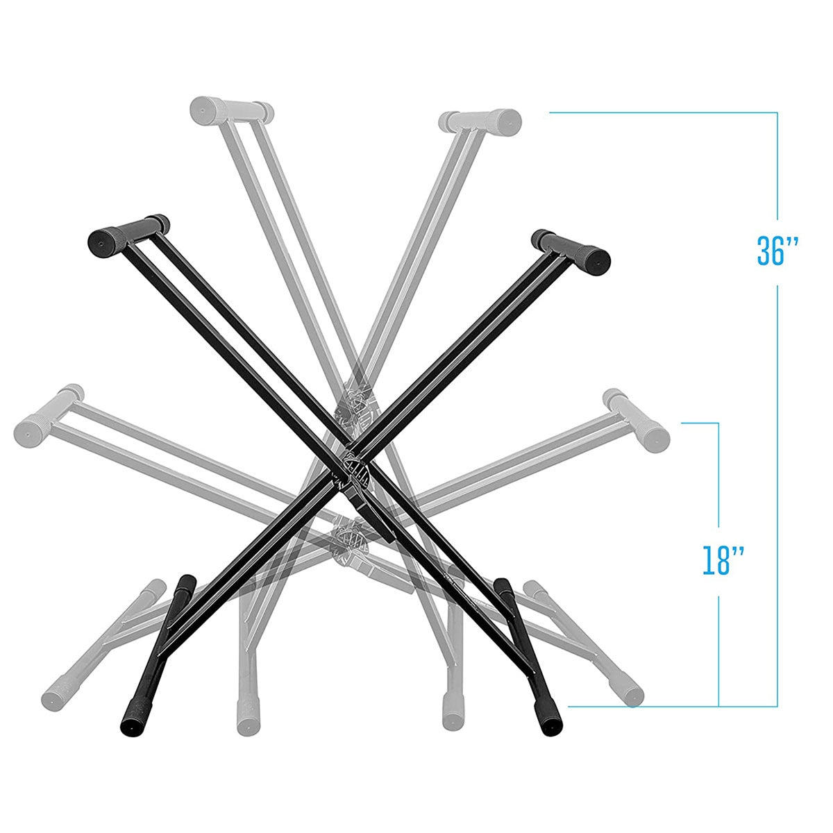 AxcessAbles KX-201 Double X Keyboard/ DJ Coffin Case Stand with 100LB Capacity. No Assembly Required.