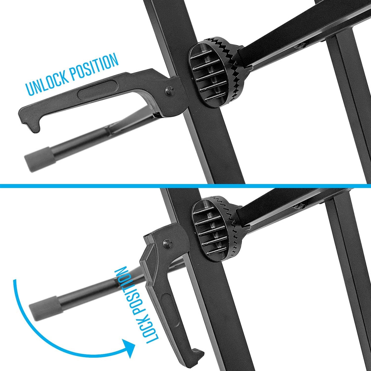 AxcessAbles KX-201 Double X Keyboard/ DJ Coffin Case Stand with 100LB Capacity. No Assembly Required.