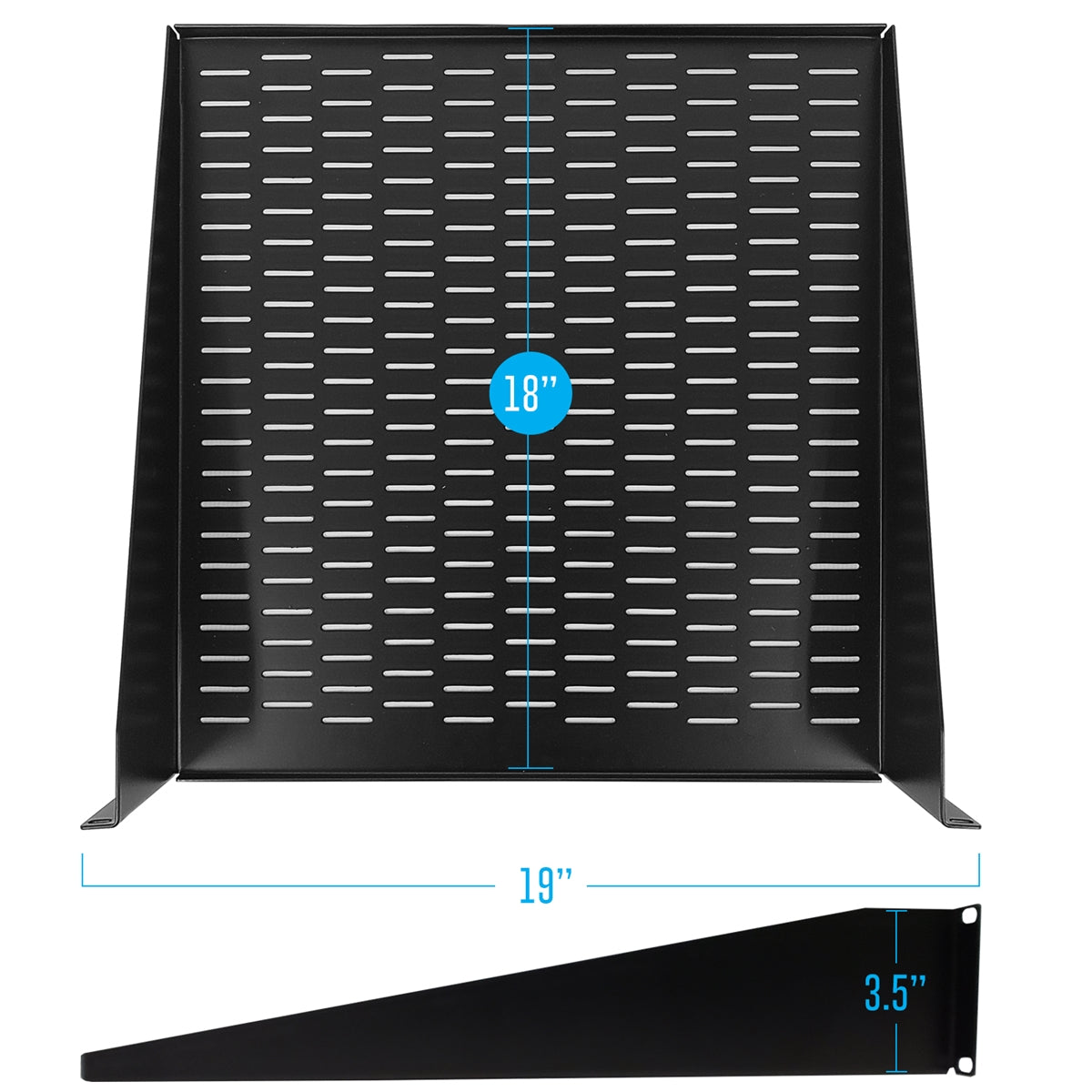 AxcessAbles 2U Two Space Rack Component Shelf Vented Bottom (Full Depth)