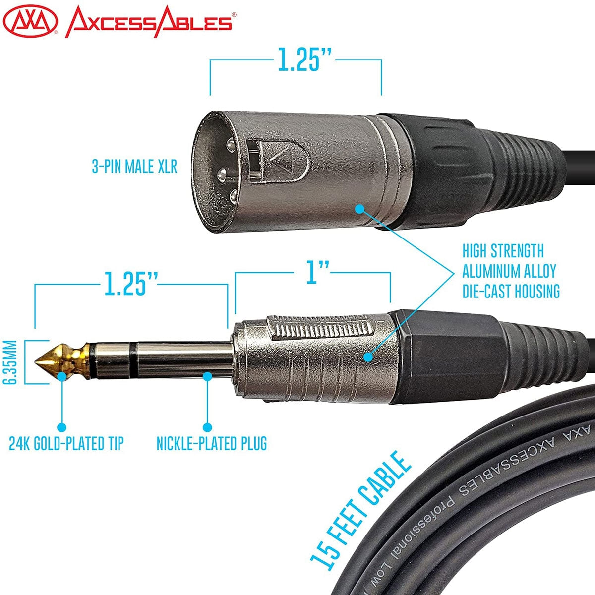 STC-JX5 | 1/4 to XLR Speaker Cable, 5 Feet, Male to Male