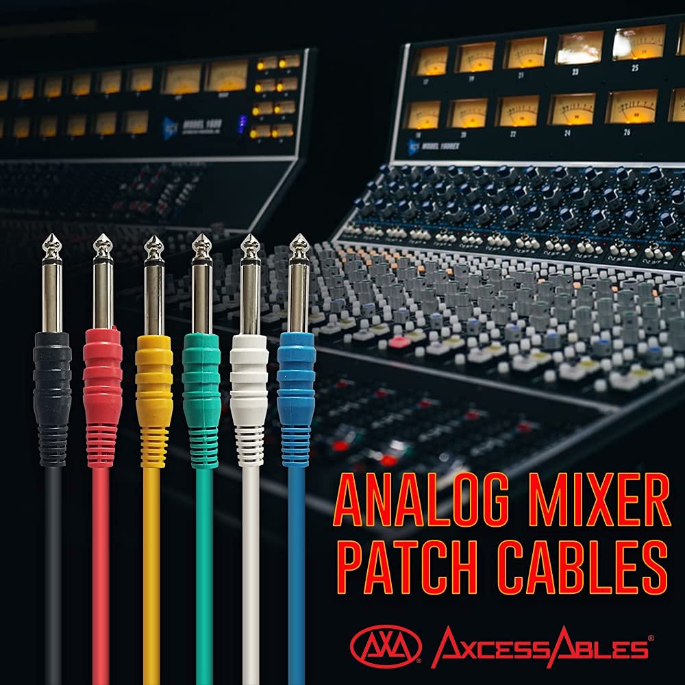 AxcessAbles AXCTS14-P105 1/4-inch (6.35mm) TS Unbalanced Patch Cables 6-Pack, 5 feet