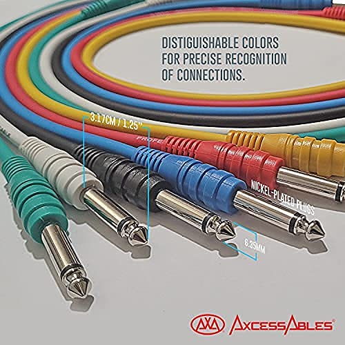 AxcessAbles AXCTS14-P105 1/4-inch (6.35mm) TS Unbalanced Patch Cables 6-Pack, 5 feet