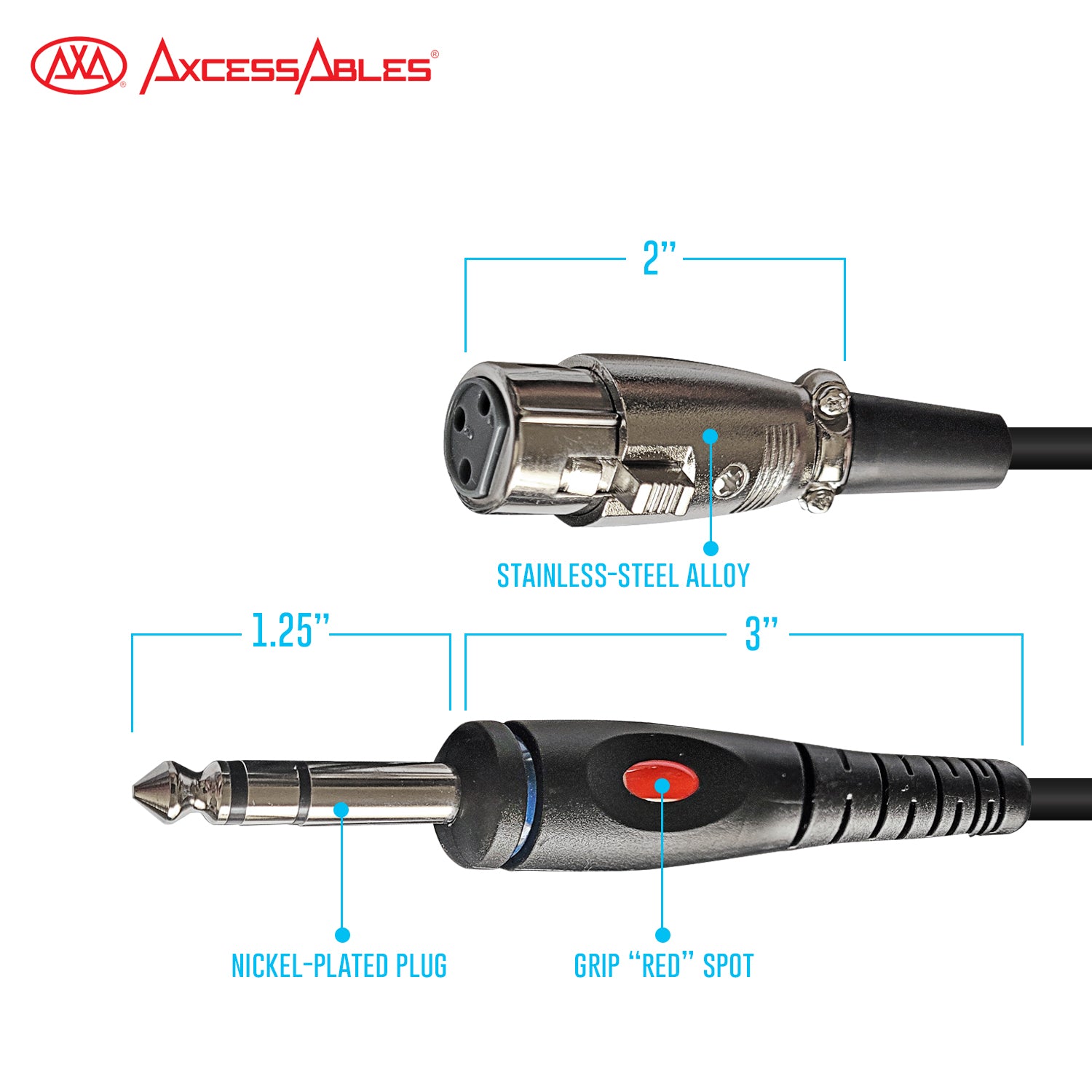 AxcessAbles TRS18-DXLR402M 1/8-inch (3.5mm) Stereo Minijack TRS to Dual XLR  Male Audio Cable for Phone, Laptop, Tablet, MP3 Player Patch to Mixing
